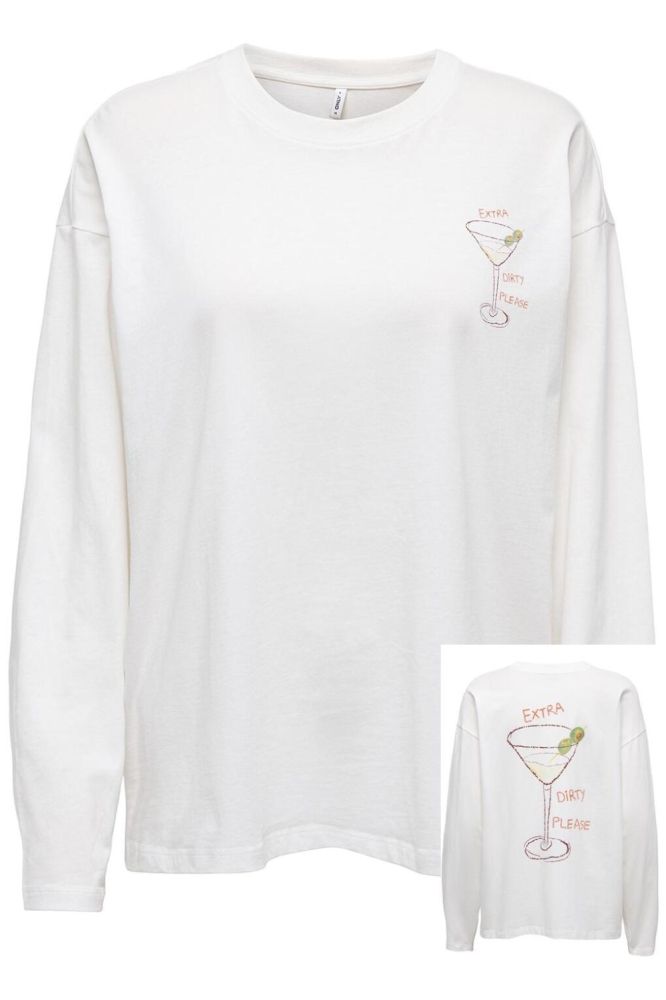 ONLVIVVI LIFE L/S LOVELY TOP JRS 15369353 Cloud Dancer/Extra dirt